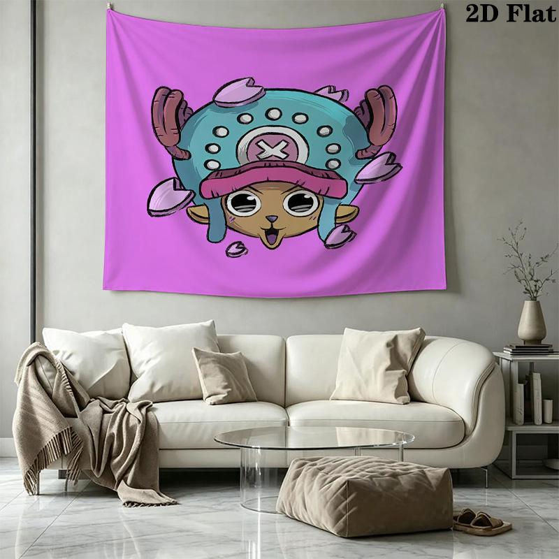 One Piece Tony Tony Chopper Wall Tapestry Aesthetic Wall Hanging Printed Fabric Blanket Decorative Tapestries for Bedroom Living Room Home Decor
