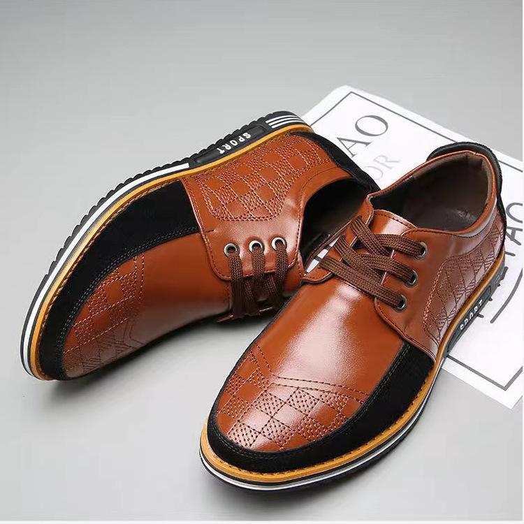 New Style Men's Shoes Front Lacing All-match British Large Size Trendy Shoes Sports Wind Business Formal Leather Shoes