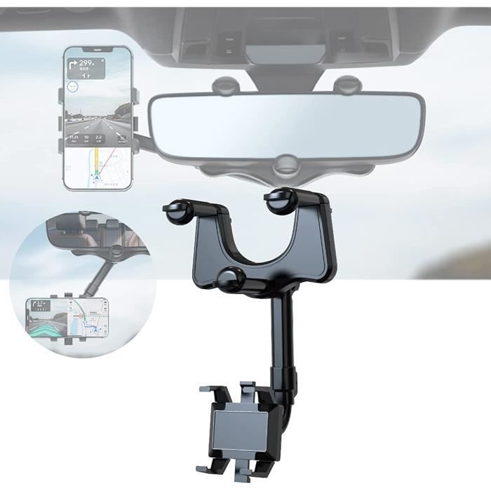 AJW-Support telephone voiture retroviseur Support de téléphone de voiture rotatif et rétractable à 360 °,Support de téléphone [594]