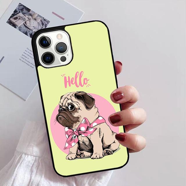 Pug Dog Funny Cartoon Phone Case for iPhone 11 12 13 14 Pro Max Mini XR XS SE 2020 6 7 8 Plus Samsung S21 S22 Coque Fundas