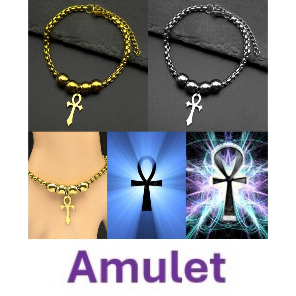 Bracelet Vintage Charm Amulet Talisman Ankh Cross Men Women Stainless Steel Egypt Egyptian Key Life Religious Jewelry Gift Hip Hop Rock Goth Gothic
