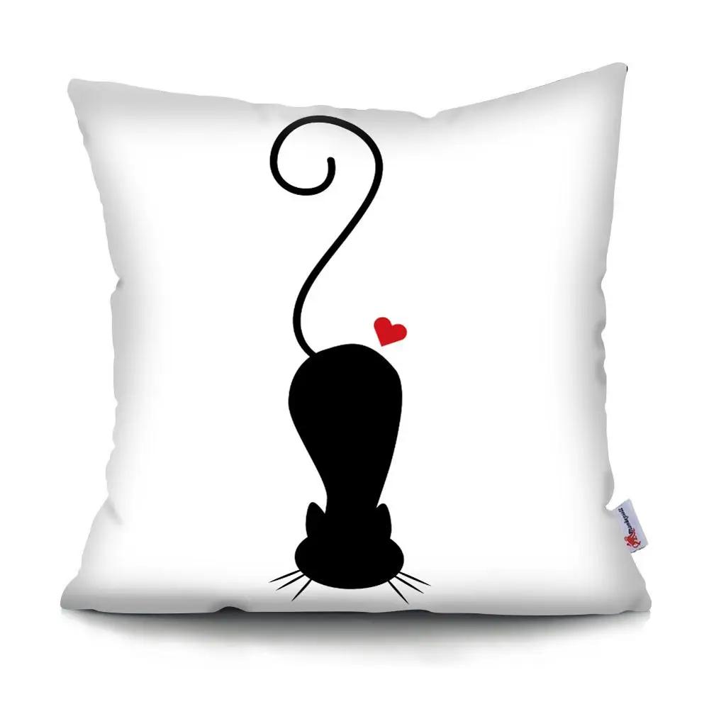 Black Cat Cushion Cover Pet  Sofa Bedroom Decoration Pillowcase Pattern   Case