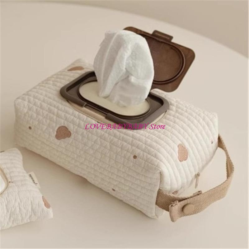 Baby Wipes Pouches with Lovely Bear Embroidery Practical Storage for Parents 4XBC