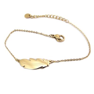 [P7921] - Bransoletka projektanta Stal 'Boho' różowe złoto (pióro) - 20x7 mm