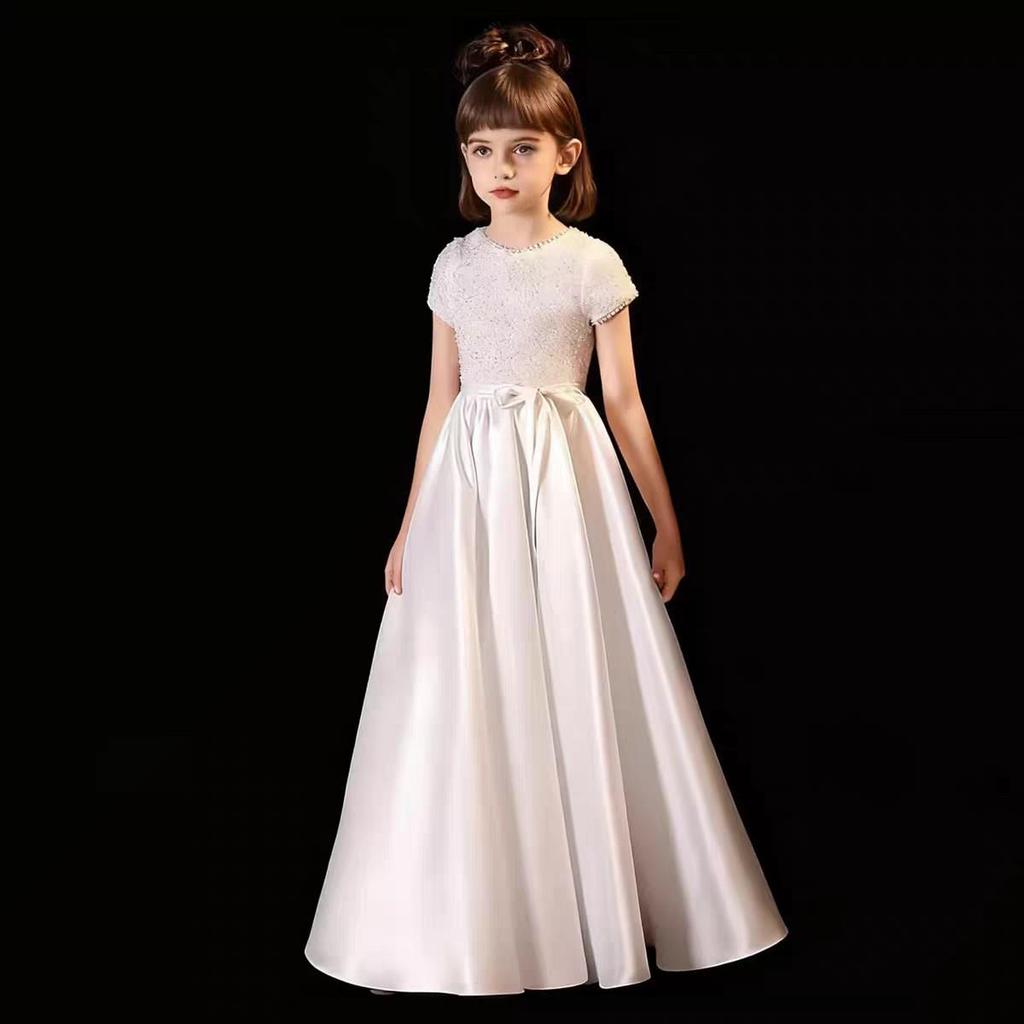 Girls' High-End Black Formal Princess Dress for Piano Performance and Evening Wear