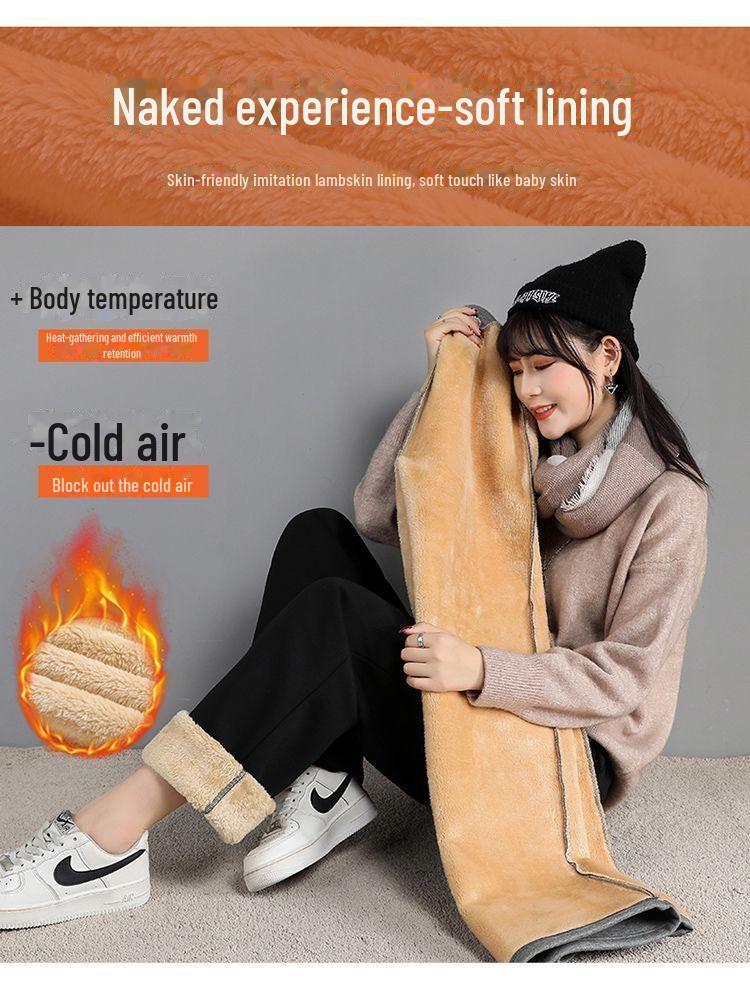 Weite Freizeithose aus weichem Lammfell für Damen für Frühling und Herbst