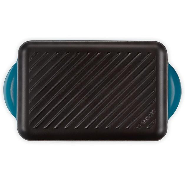 Чугунная сковорода для гриля прямоугольная Le Creuset 32x22 см, глубокий бирюзовый цвет (20202326420460)