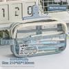 Clear Pencil Bag Portable Color Block Stationery Organizer Large Capacity Student Pencil Case School Supplies Storage Pouch