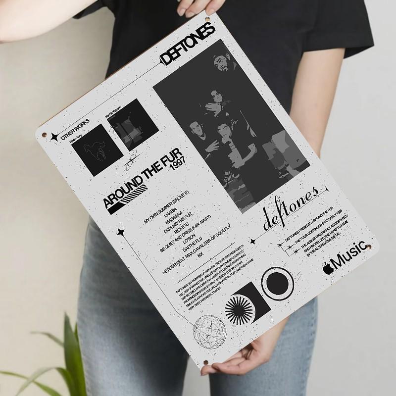 Deftones Around The Fur Album Cover Metal Tin Sign Vintage Music Art Decor for Home Bar 20x30cm(7.8x11.8inch)