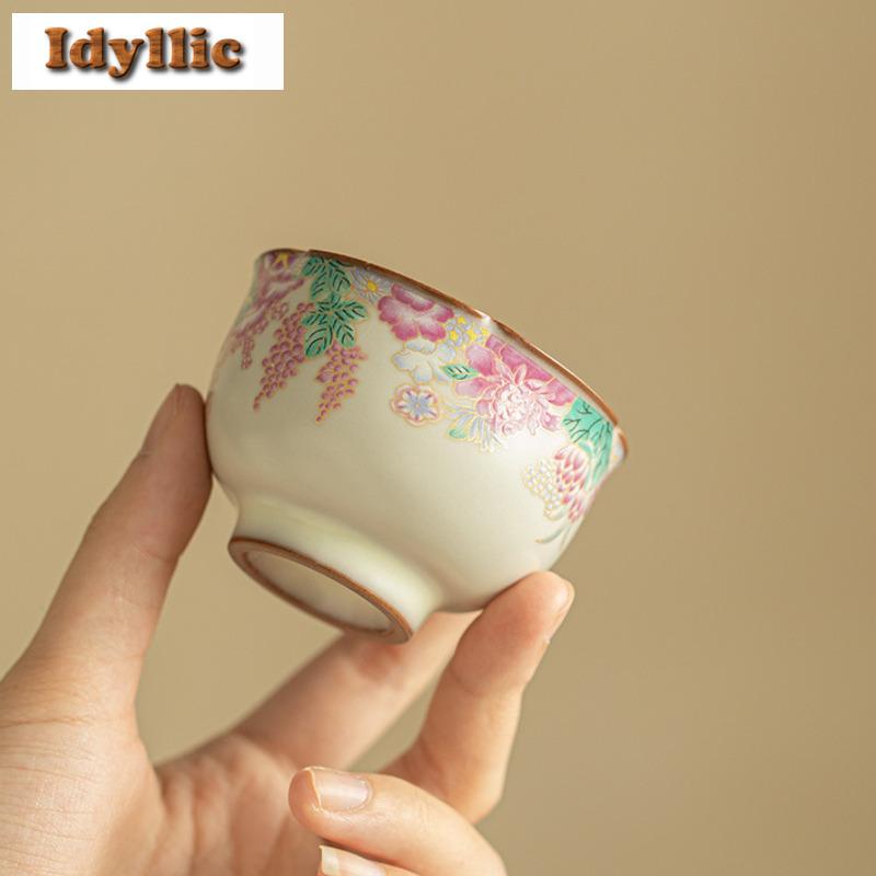 2 Stück/Los Lard Jelly Ru Ofen Kleine Garten Teetasse Antike Teeschale Kännchen Teeverkostung Meditationsbecher Chazhan Meistertassen Teeset 70ml