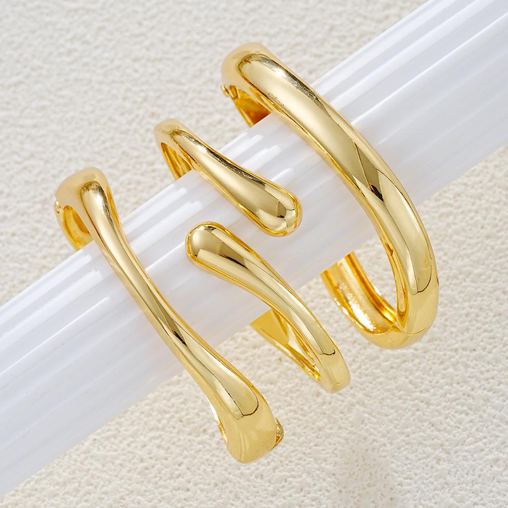 3pcs Hiphop Creative Irregular Glossy Bracelet Set for Women Stylish Punk Gold Color Geometric Cuff Bangles Party Jewelry Gifts