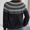 Vintage O Neck Loose Knitwear Cardigan Sweater Long Sleeve Top Winter Autumn Color Print