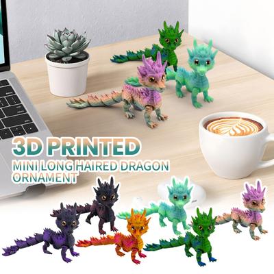 3D Printed Long Haired Dragon Multi-color Gradient Toy Ornament