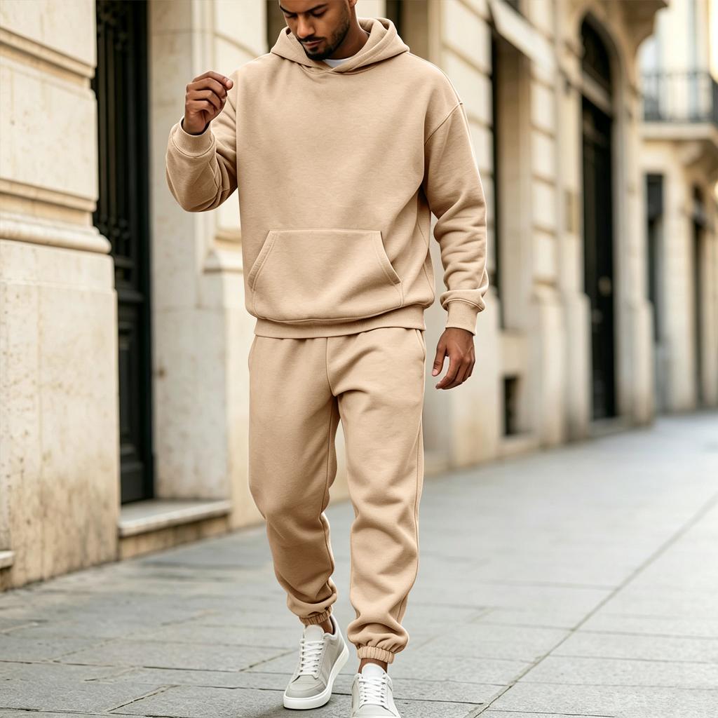 Men's 2 Piece Hoodie and Jogger Set, Color Casual Athletic Loose Fit Tracksuit with Tapered Sweatpants for Daily Wear