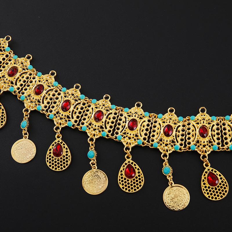 Elegant Gold Alloy Waist Chain with Rhinestone Tassels for Women