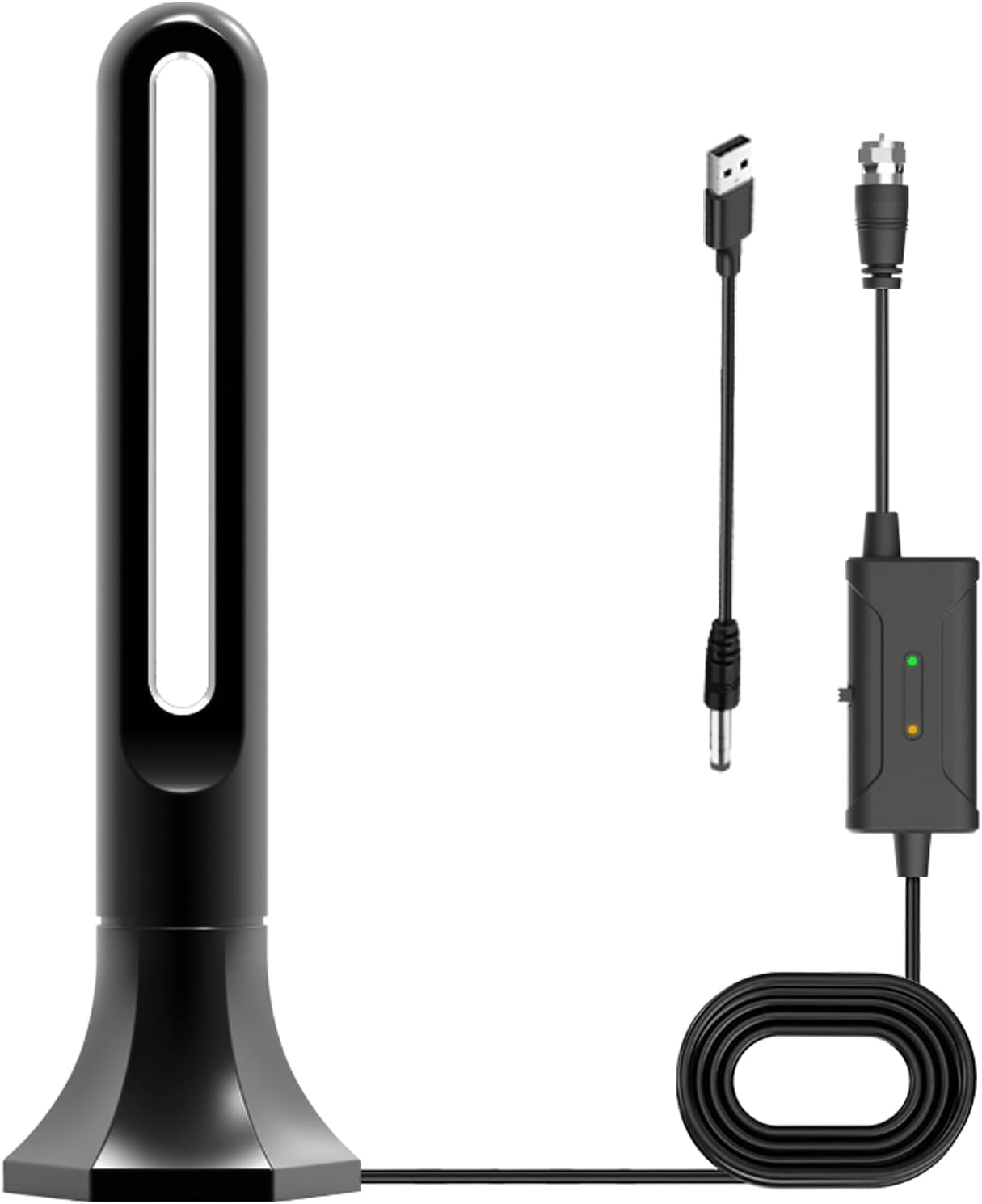 

2023 Усиленная цифровая телевизионная антенна высокой четкости, дальность действия 250+ миль в помещении/на открытом воздухе — поддержка переключателя усилителя 4K, усилитель сигнала — 19,6-футовый коаксиальный кабель TX018 ЧЕРНЫЙ