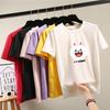 2025 Sommer Lässig locker Studenten T-Shirt junges Mädchen T-Shirts Harajuku niedlicher Cartoon-Druck Kurzarm T-Shirts Damen Y2k Tops