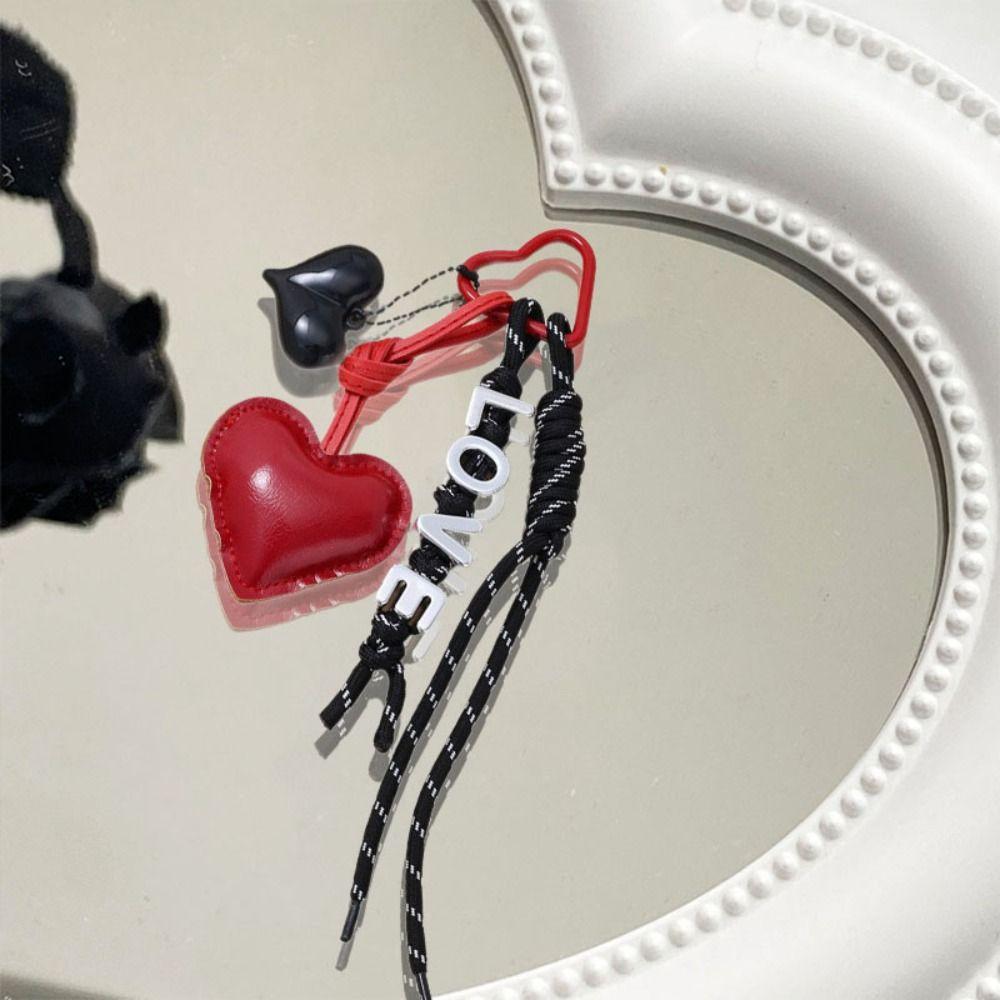 English Letter Braided Rope Car Keyrings PU Love Rope Bag Charm  Kids Gifts