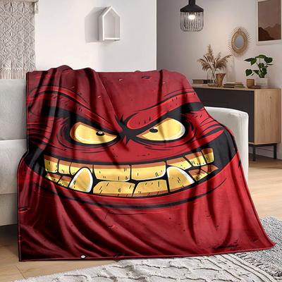 1pc Eyes Teeth Blanket, Lightweight Flannel Throw Blanket For Sofa, Bed, Travel, Camping, Living Room, Office, Couch, Chair, And Bed