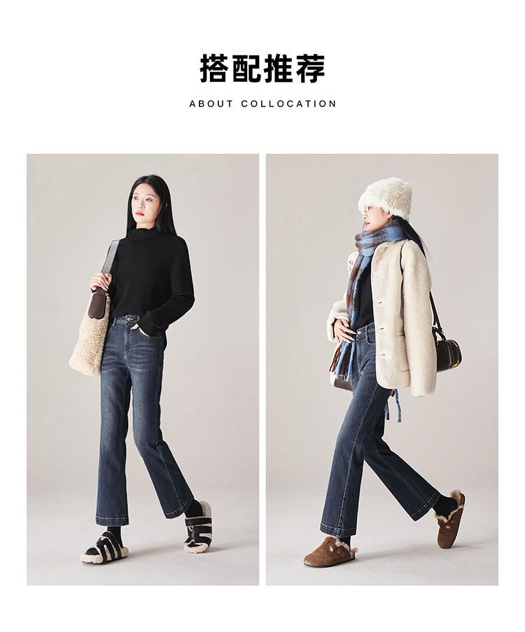 Commuting Versatile Denim Down Pants for Women In Winter 2026, with Added Fleece and Thickened Warm Bell Bottom Pants