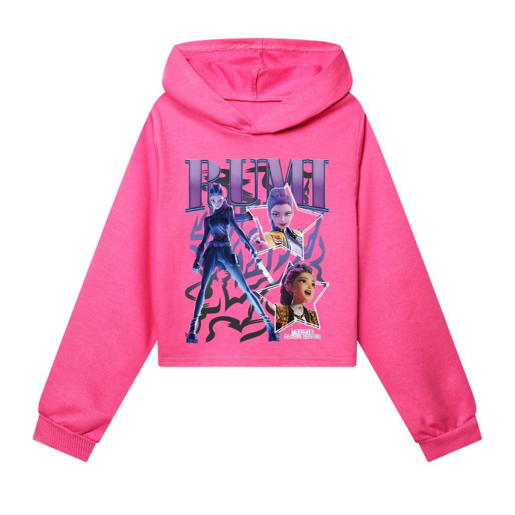 

5008 Детские Девочки POP Певица Руми Мира Зои Принт Повседневные Толстовки Свитшот Топ с Длинными Рукавами и Капюшоном 170cm розы красного