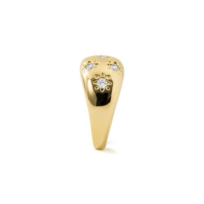 Bague - LUXENTER - Juini - alliage métallique finition or jaune 18 carats - oxyde de zirconium - largeur 11 mm