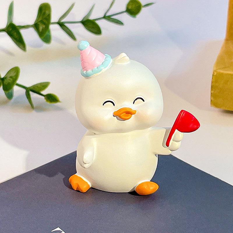 Happy Happy Duck Ornament Cute Little Duck Car Interior Decoration Creative Desktop Resin Cartoon Ornament