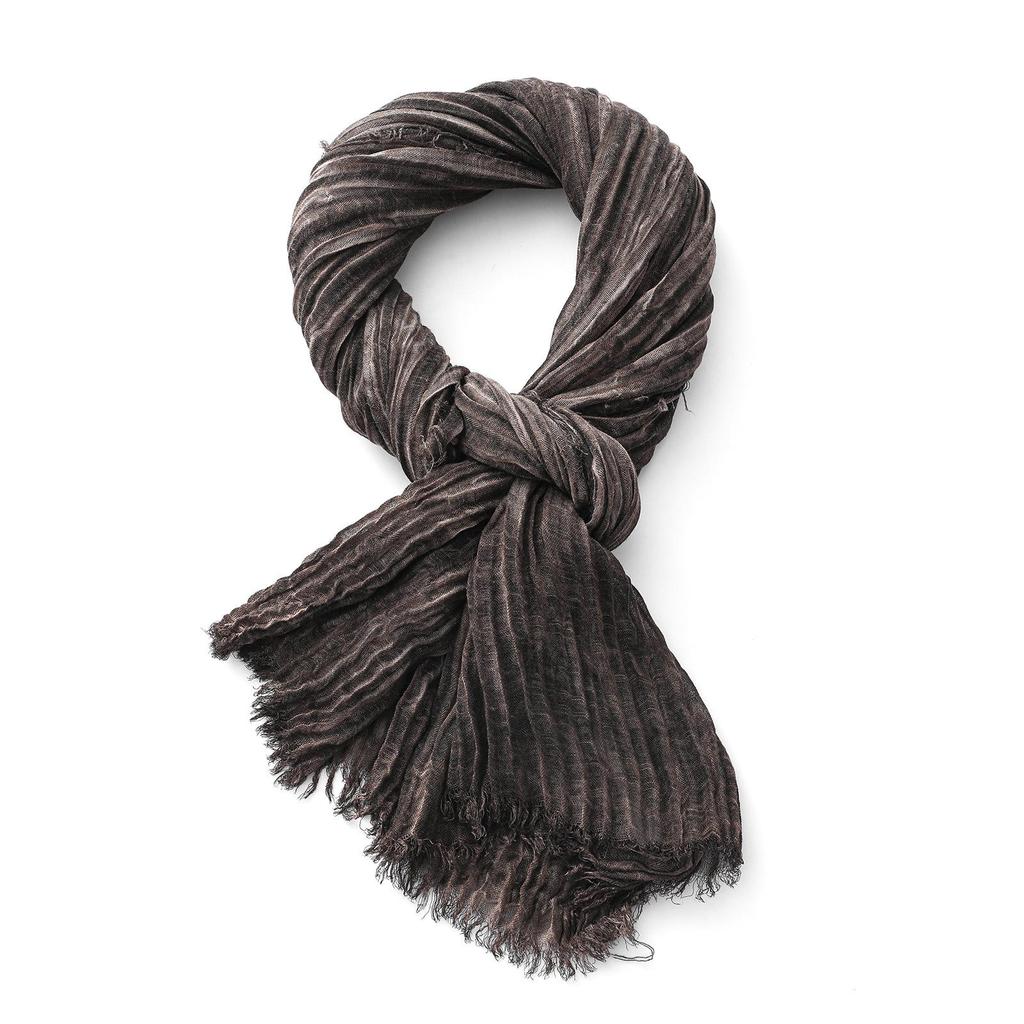 Men's Handmade Pleated Tie-Dye Scarf - Autumn/Winter Cotton Linen Retro Style