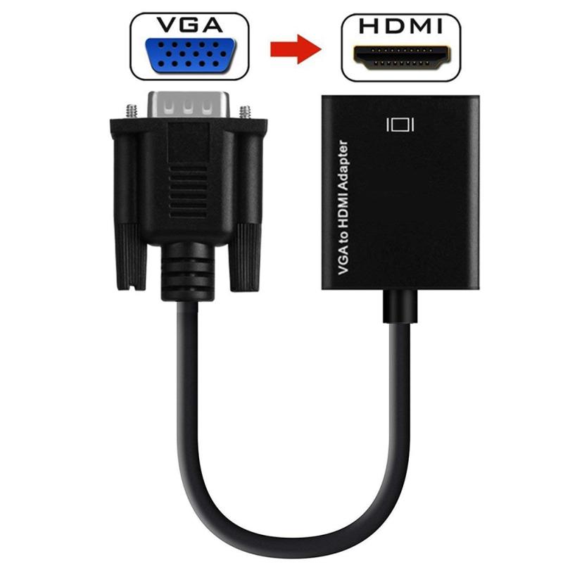 

VGA to HDMI Adapter 1080P HD Audio TV AV HDTV Video Cable with Audio чорний