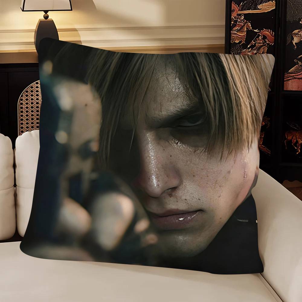 Leon Scott Kennedy Resident Evil Game Pillow Case Fashion Square Pillowcase Bedroom Sofa Room Ins Decoration Leisure