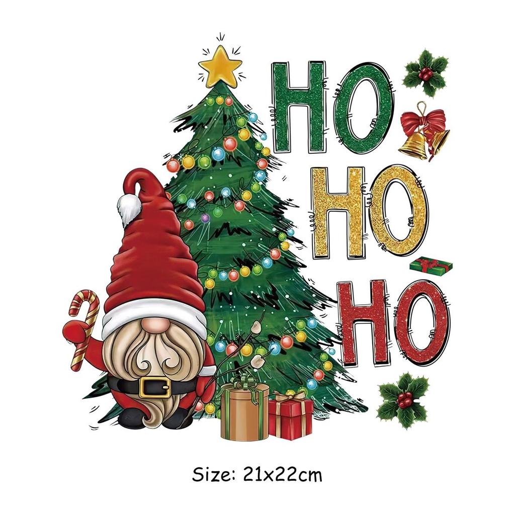 Christmas Trees Stickers On Clothes Winter Santa Claus Patch A-Level Washable Vinyl Diy Hoodies Tops Thermal Press Parches