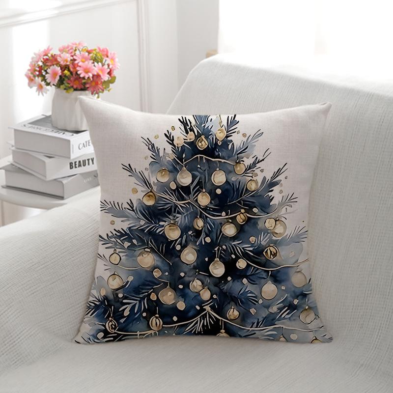 Weihnachtsstil Leinen Weihnachtsmann Dekorative Sofa Rückenlehne Beidseitig bedruckter Kissenbezug Kissenbezug