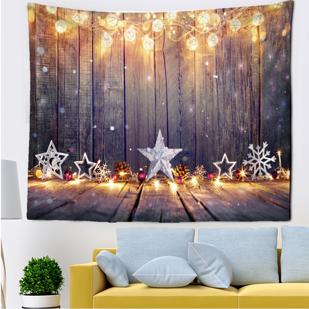 Home Decor Tapestry Christmas Snowflake Polyester Backdrop Fabric Bedroom Living Room Decoration Tapestry Tapeçaria De Natal