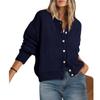 Women S Loose Solid Color Button Knit Cardigan Long Sleeve Sweater Coat