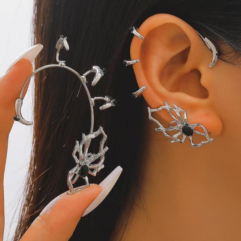 Spiders Design Ear Clip Without Piercing Comfortable Gothic Ear Accessory For Music Festivals Night Out