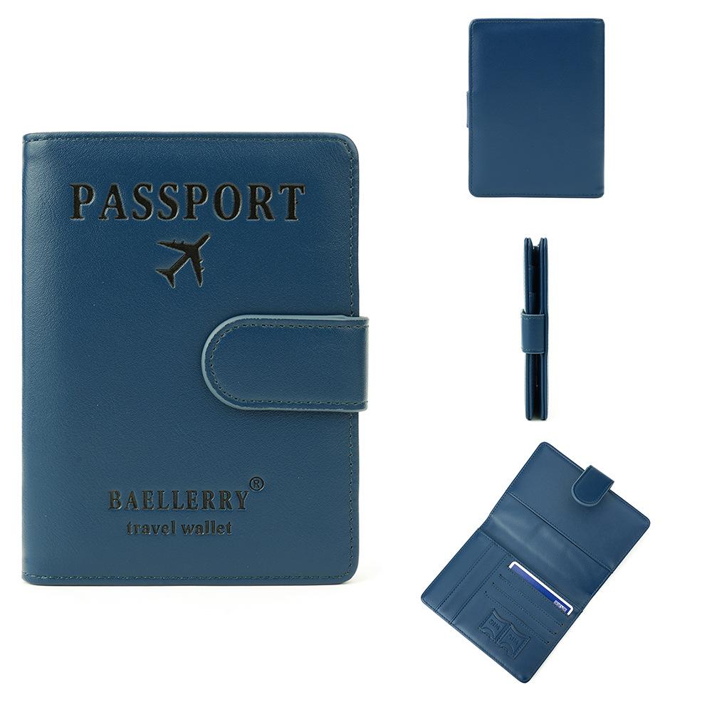 Baellerry Men and Women Pu Leather Short Purse RFID Card Holder Anti-magnetic Passport Holder Simple Snap Button Wallet