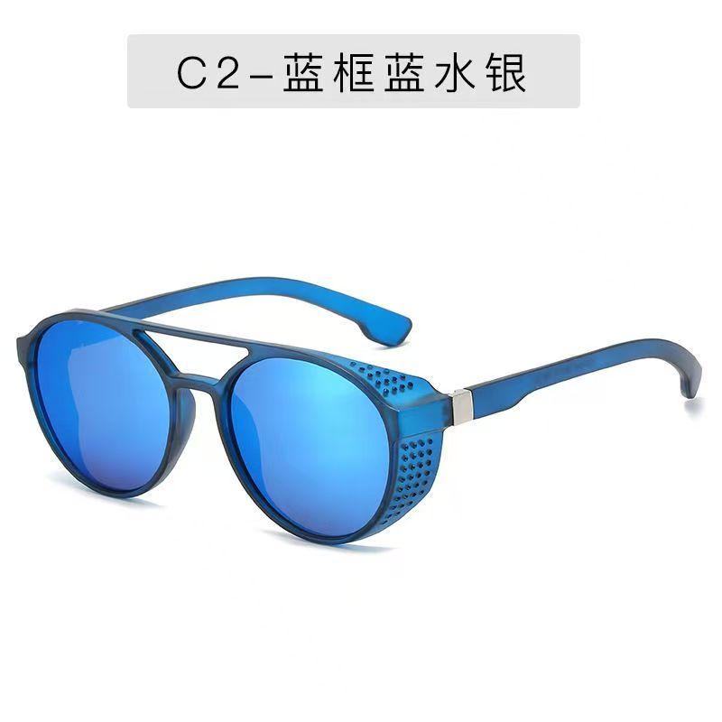 2pcs/Classic Men Gothic Steampunk Sunglasses Men Women Brand Designer Eyewear Retro Round Sun Glasses UV400 Gafas De Sol