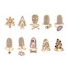 Custom Hip-Hop Nail Art: Diamond Skull & Butterfly Nail Ring