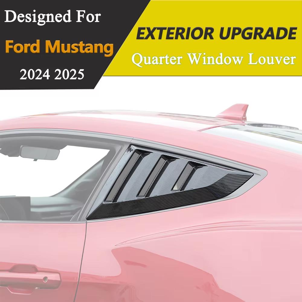 Side Window Blind Vent Louver Decoration Cover Trim for Ford Mustang 2026 Quarter Window Trim Car Exterior Accessories ABS Black