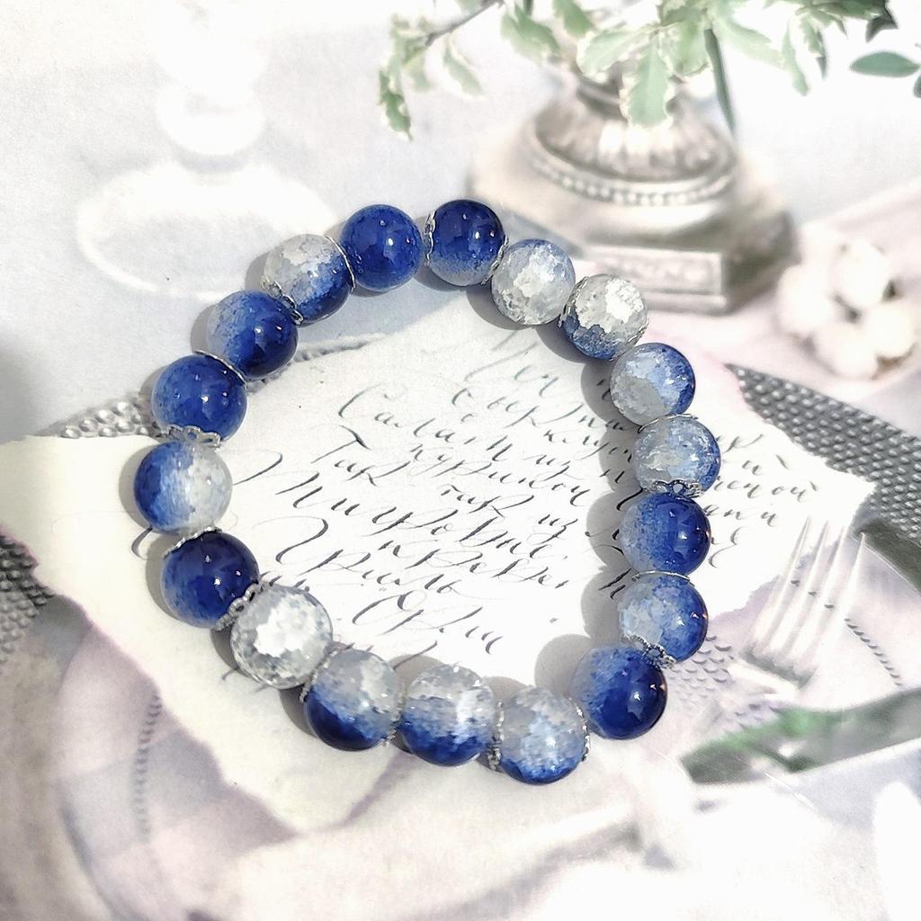 Ice White Jade Wenwan Bracelet: Soft Gradient Pink- Student Edition, Round Beads