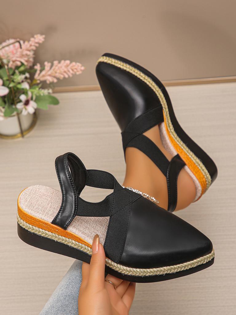 Large size 22 beautiful wedge heel sandals hemp rope wedge heel thick sole pointed head bag head sandals