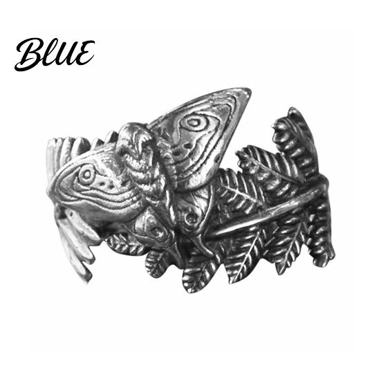 Fully Adjustable Ring Moth And Fern Handmade Vintage Insect Animal