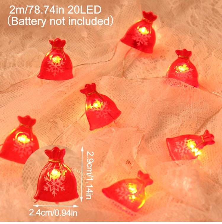 2M 20LED Santa Claus Snowman Elk Garland Lights String Christmas Decorations for Home 2025 Xmas Tree Ornaments Navidad New Year