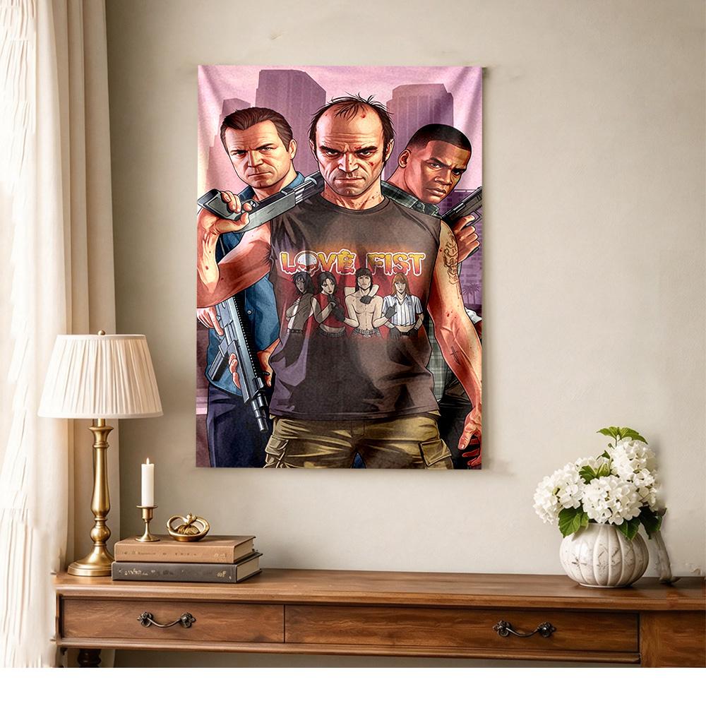 Gta Boho Wall Tapestry Retro Boho Ideal for Bedroom Studio Wall Dorm Wall Year-Round Vintage Wall Art Perfect Gift for Dorm Roommate