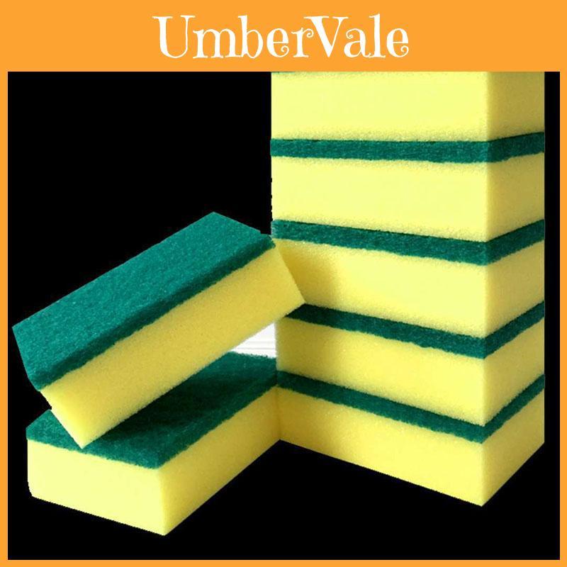 Multipurpose 8pcs Sponge Scrubber Set In Yellow And Green For Kitchens