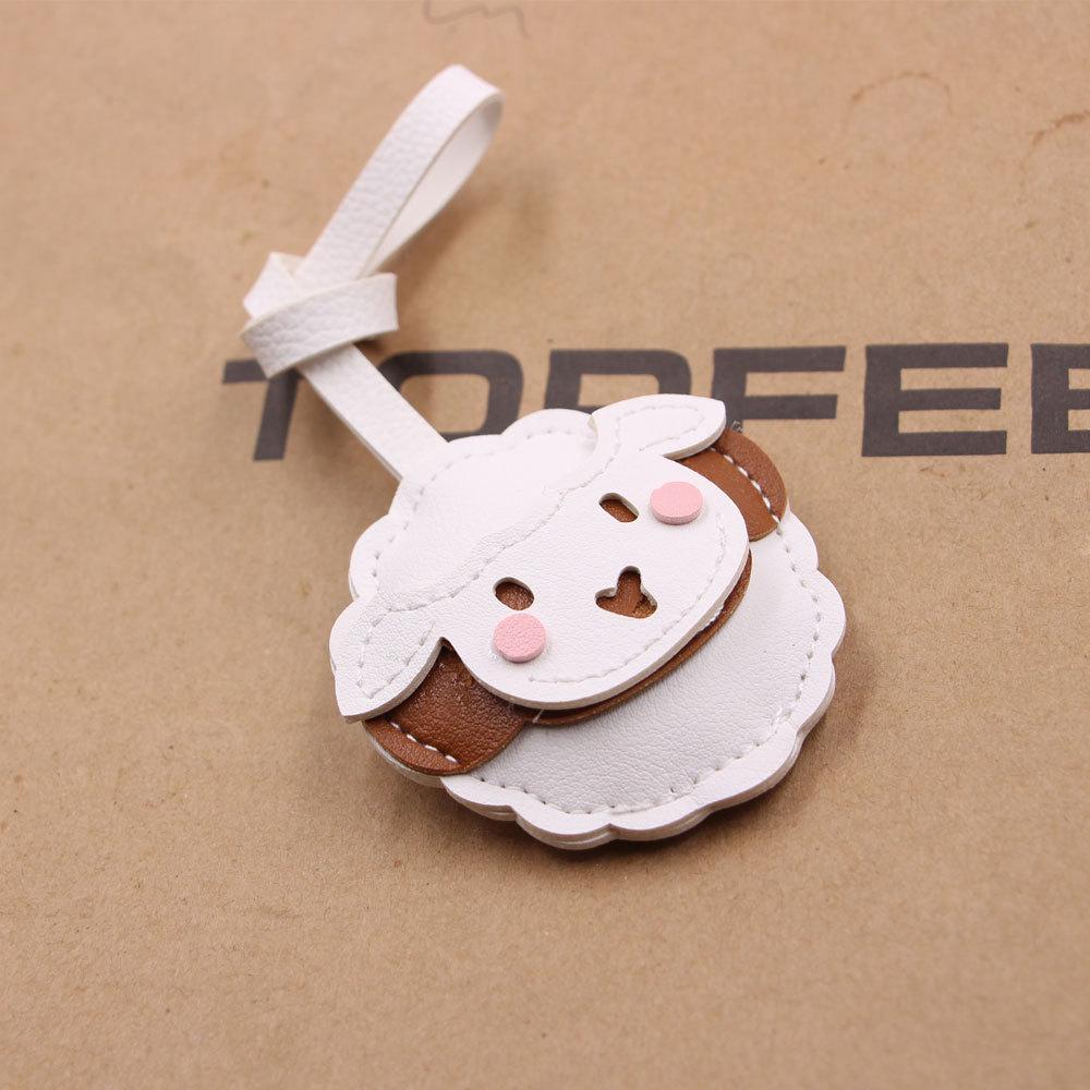 Lamb - Plush Fake Shearling Bag Charm, 3D Handmade Leather Pendant for Women/Girls Bag Charm