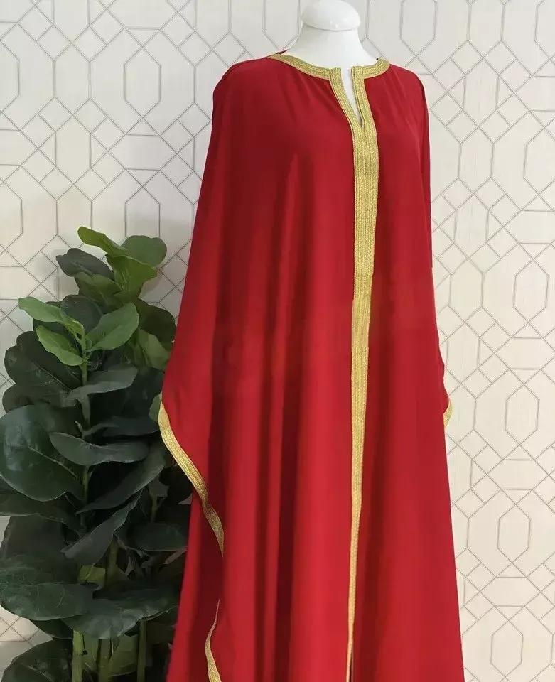 

Стильное Абая Кафтан Исламское Фараша Платье Ручной Работы Платье Марокканское Длинное Дубай FREE SIZE красный