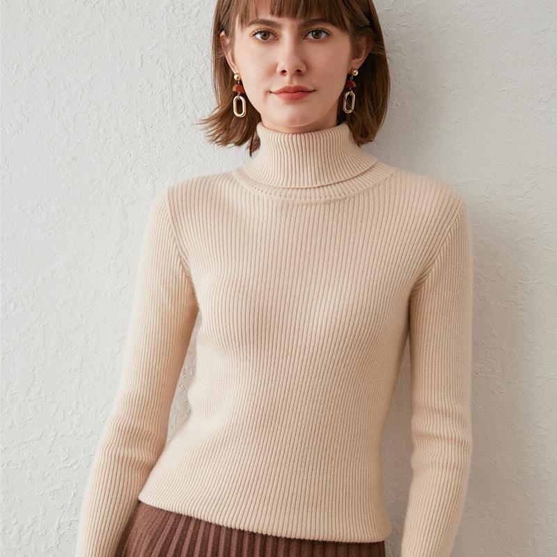 Turtleneck female slim-fitting strips autumn and winter new long-sleeved inner pullover sweater bottoming shirt lapel
