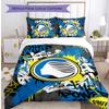 Set Biancheria da Letto Stampato 3 Pezzi Atalanta FC Traspirante Copripiumino con Federe Biancheria da Letto Decorativa per Camera da Letto Casa