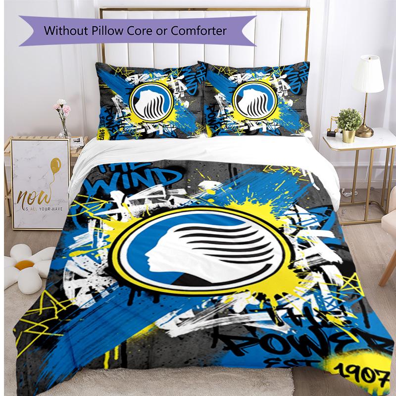 Set Biancheria da Letto Stampato 3 Pezzi Atalanta FC Traspirante Copripiumino con Federe Biancheria da Letto Decorativa per Camera da Letto Casa